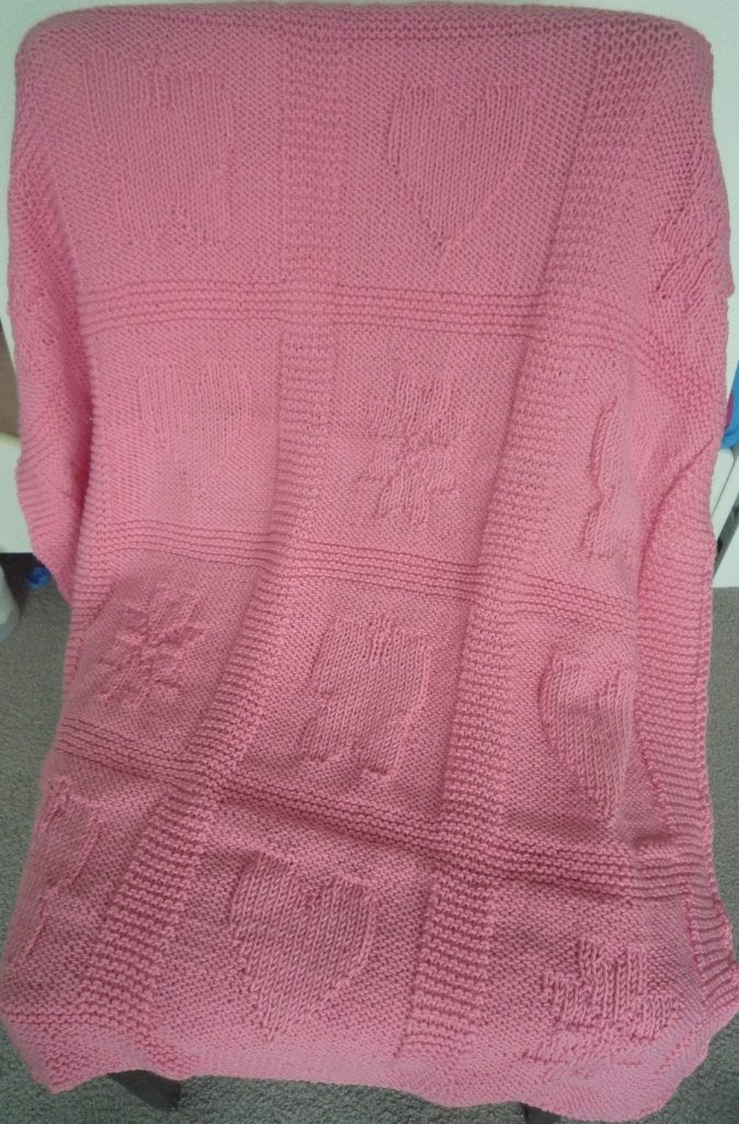 handgemaakte babydekentje van wol, Ademend, Nieuw, Roze, 100 cm
