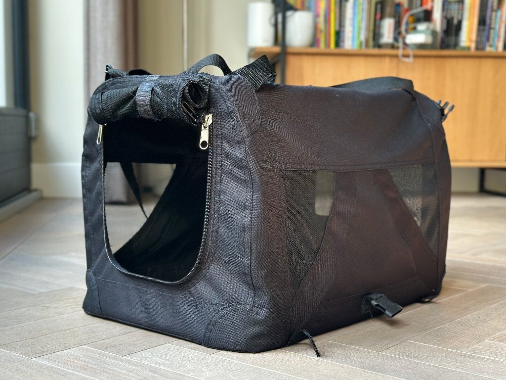 Zachte transportbox / bench voor kat & kleine hond — zwart, Ophalen of Verzenden, Gebruikt