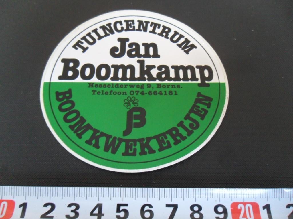 sticker Borne Tuincentrum Jan Boomkamp Boomkwekerij, Ophalen, Zo goed als nieuw