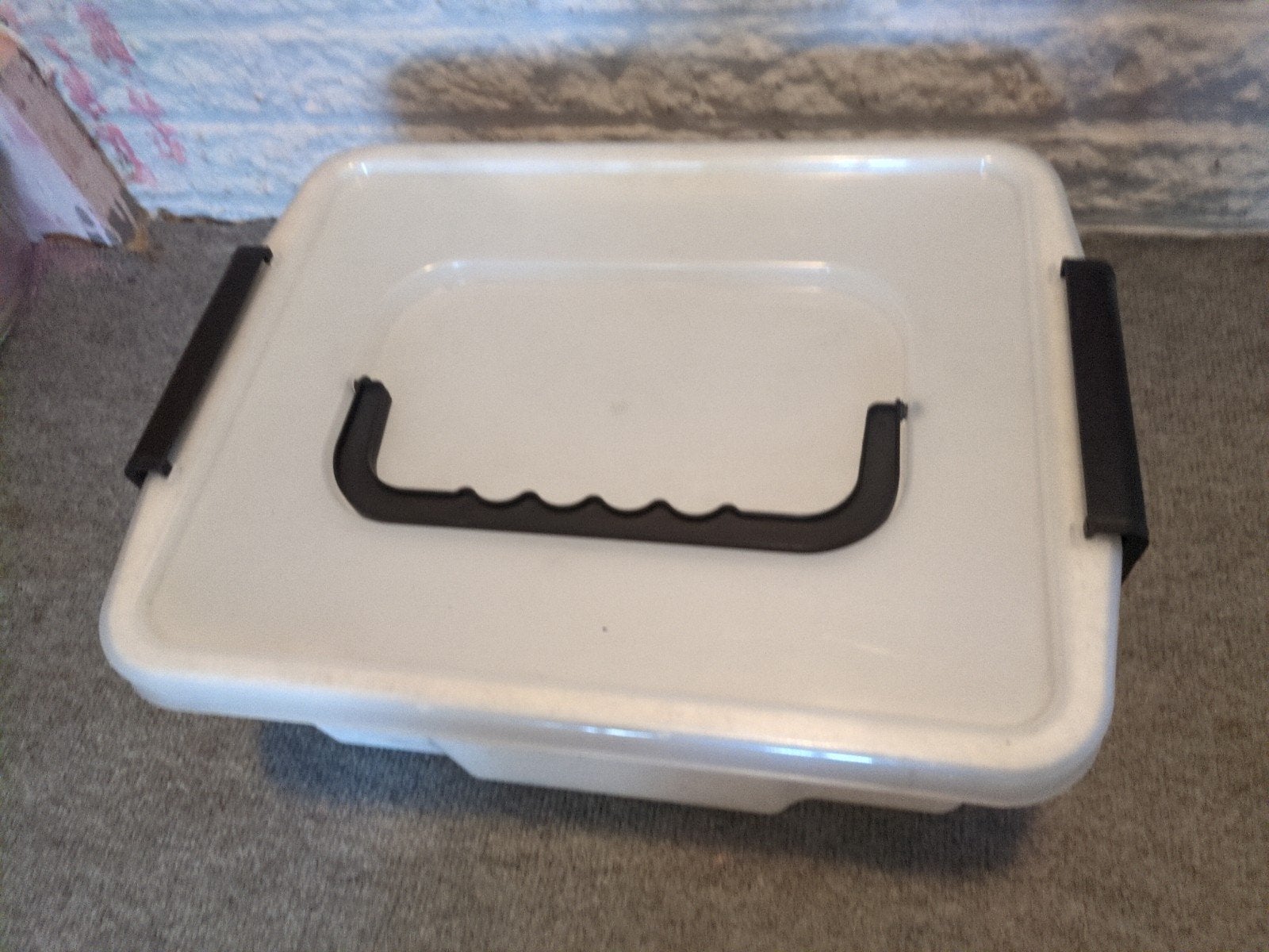Witte UNIBOX opbergbak met deksel en handvatten, Gebruikt, Minder dan 50 cm, Ophalen of Verzenden, Minder dan 40 cm