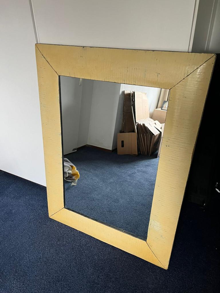 Spiegel 120 cm x 95 cm crème industrieel geschikt badkamer, Ophalen, Zo goed als nieuw, Rechthoekig