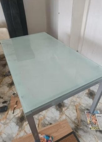 Grote Eetafel Glazen blad, Huis en Inrichting, Tafels | Eettafels, Ophalen, 200 cm of meer, 50 tot 100 cm, Zo goed als nieuw