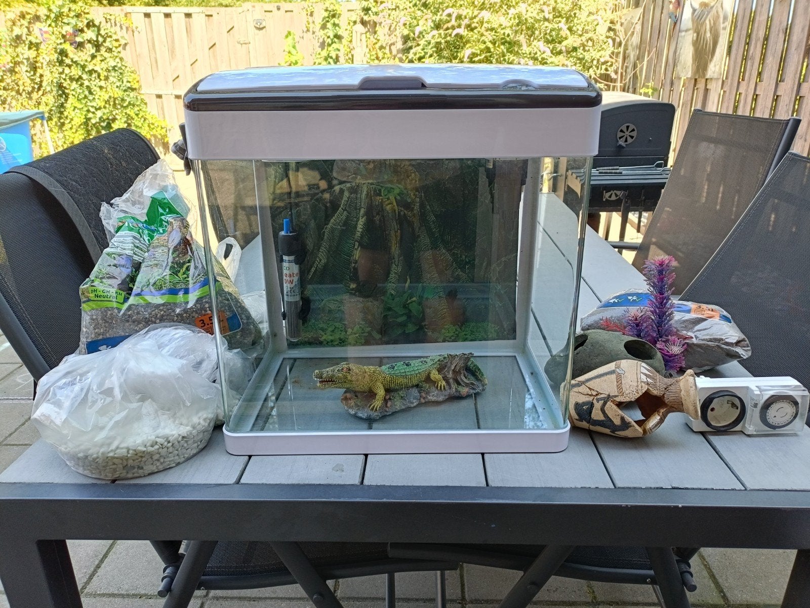 aquarium set compleet, Ophalen, Inclusief toebehoren, Zo goed als nieuw, Leeg aquarium
