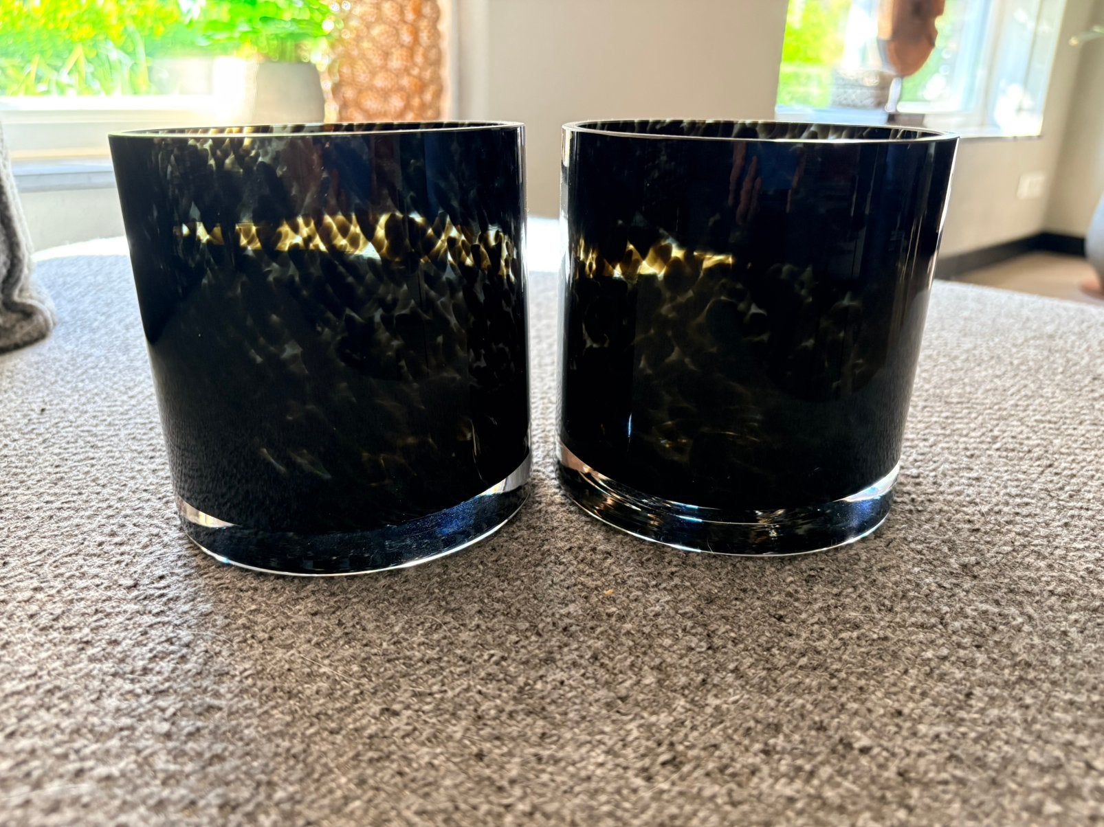 Cheetah Windlichten - Set van 2, Ophalen, Zwart, Minder dan 50 cm, Glas