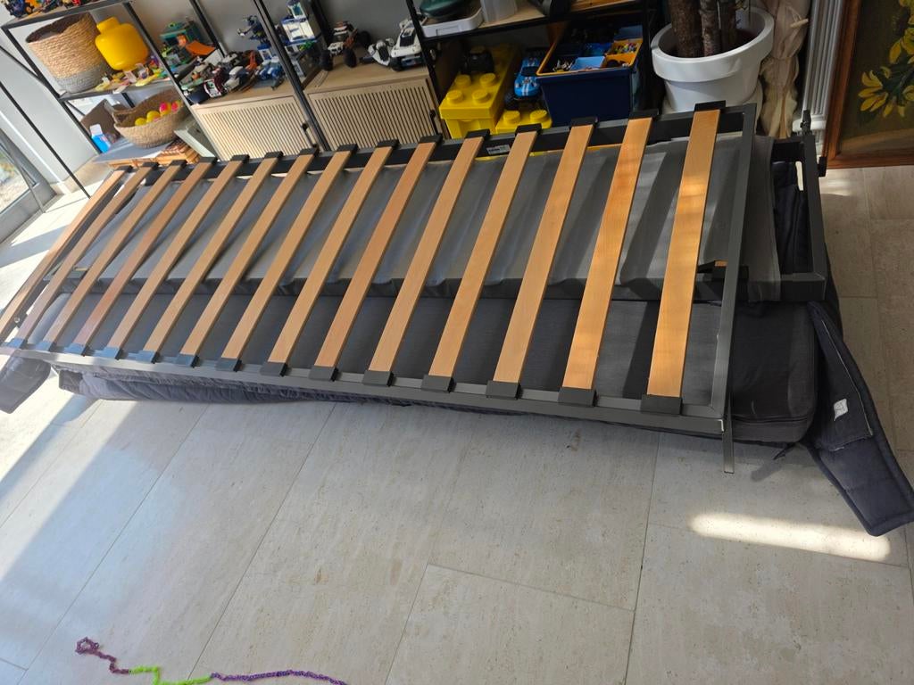 Ikea slaapbank donker grijs, Ophalen, Gebruikt, Tweepersoons, 140 cm