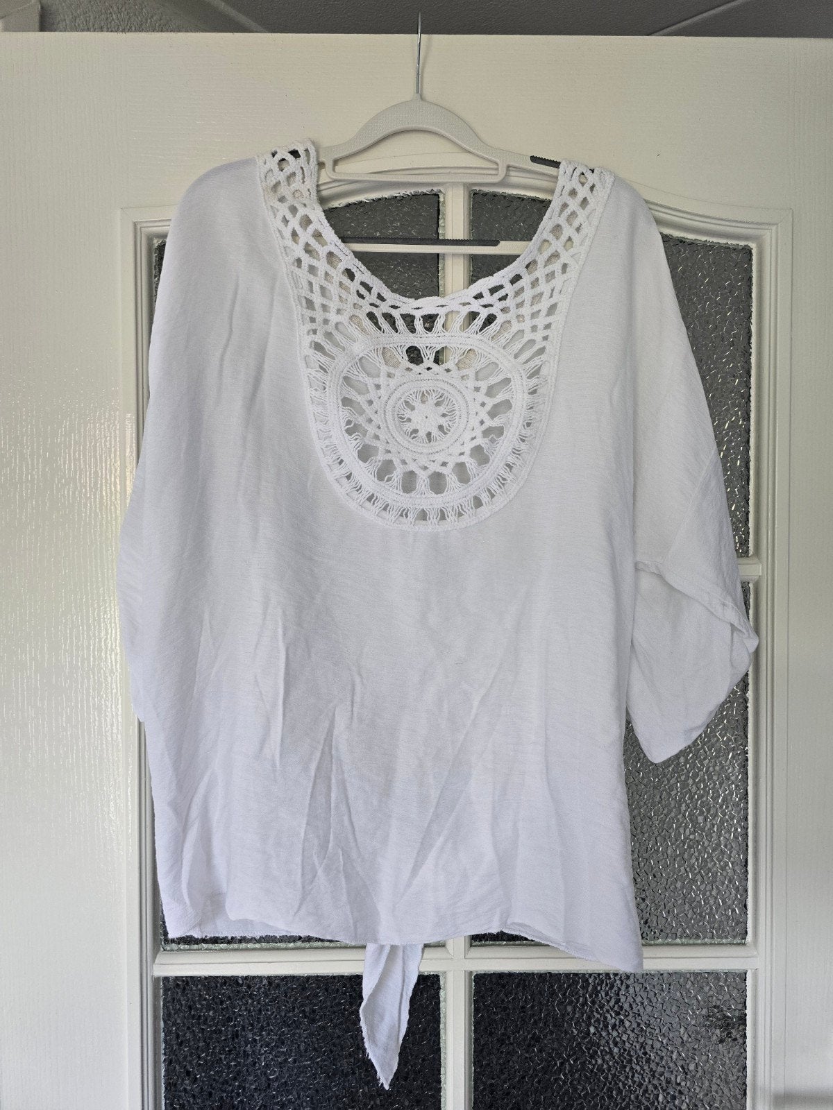 Blouse met kanten rug 38 40 42 44 wit nieuw, Ophalen of Verzenden, Nieuw, Maat 38/40 (M), Wit