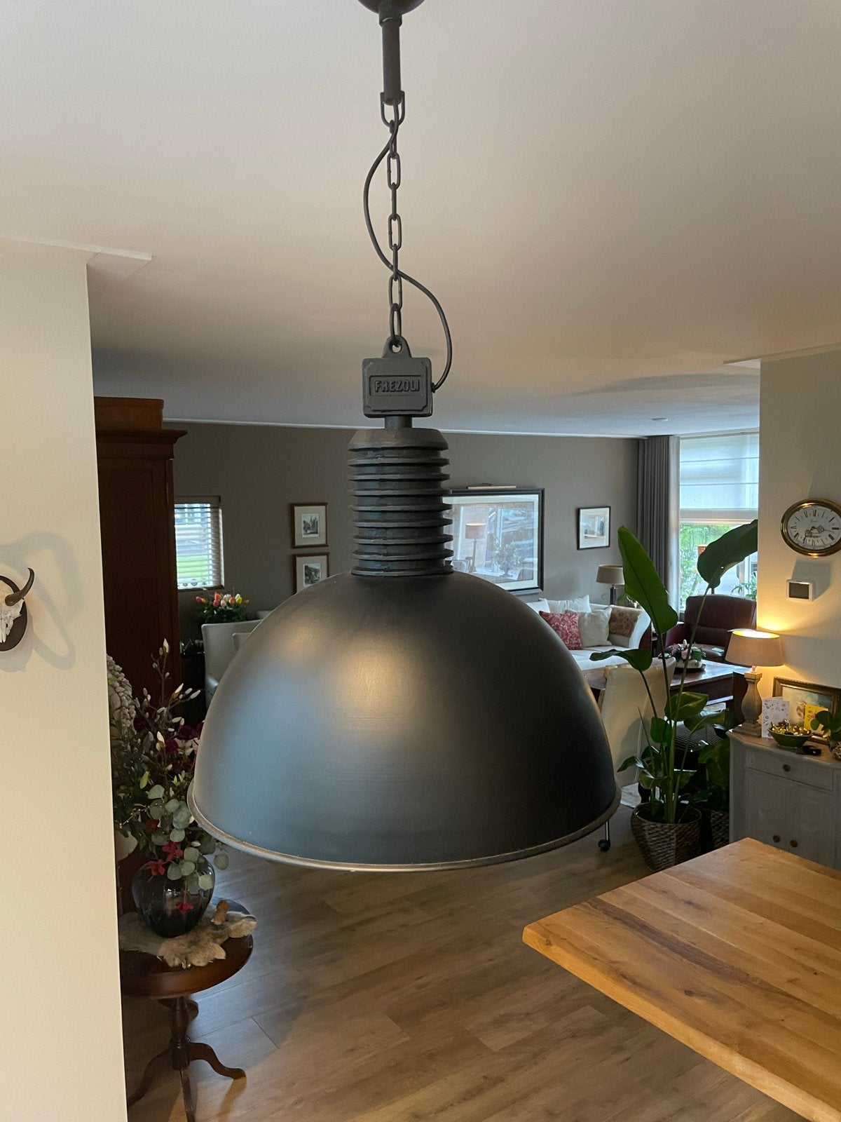 Frezoli Industriële Hanglamp - Zwart Metaal, Ophalen, Gebruikt, Metaal, E27 (groot)