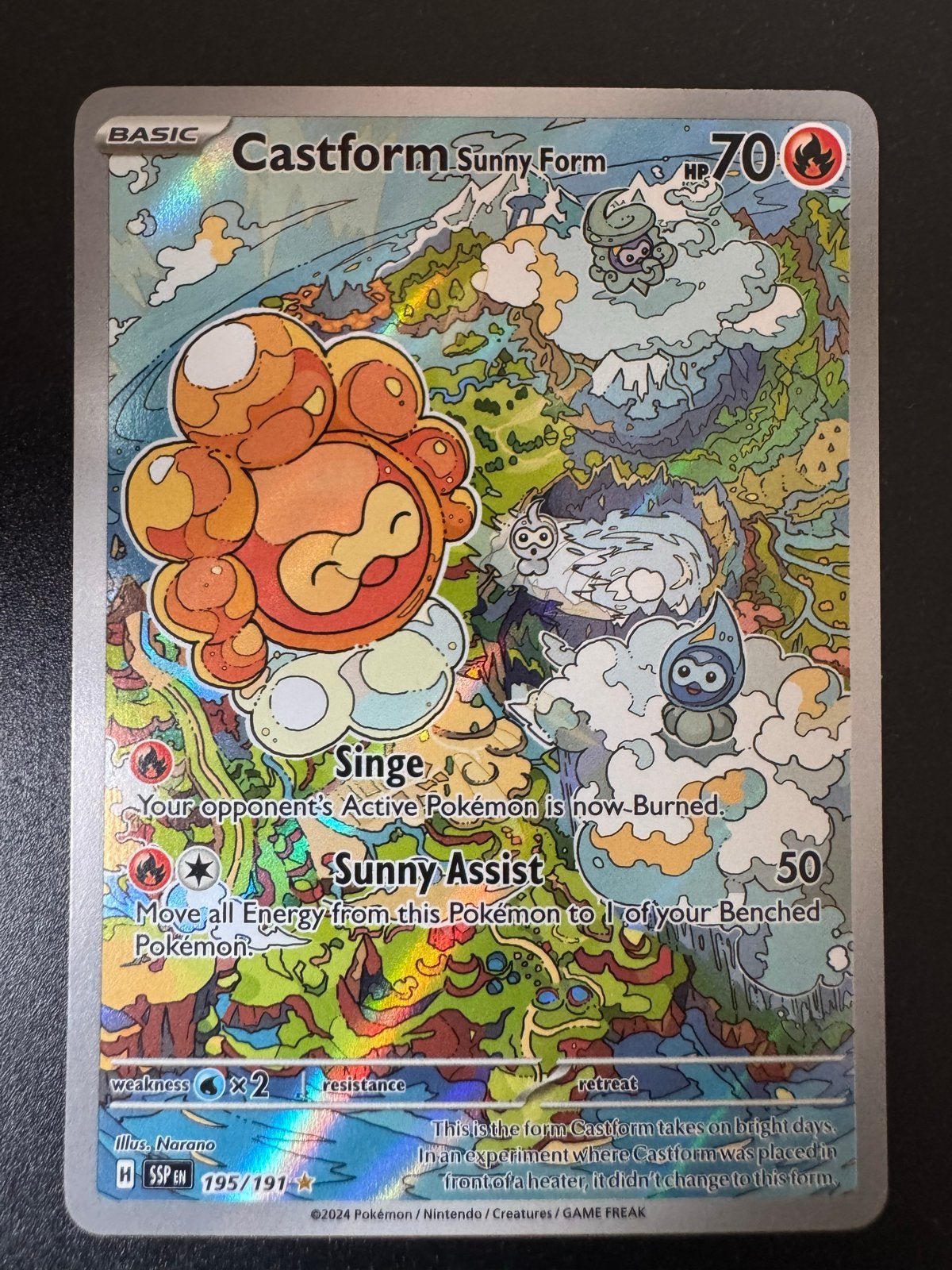 Castform Sunny Form 195/191 Pokémon kaart, Ophalen of Verzenden, Zo goed als nieuw, Losse kaart, Foil
