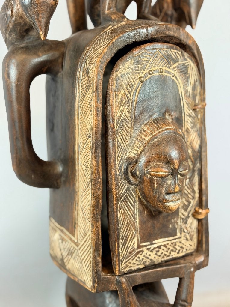 260608 Zeldzaam oud Afrikaans Luba reliquary figurine Congo., Ophalen of Verzenden