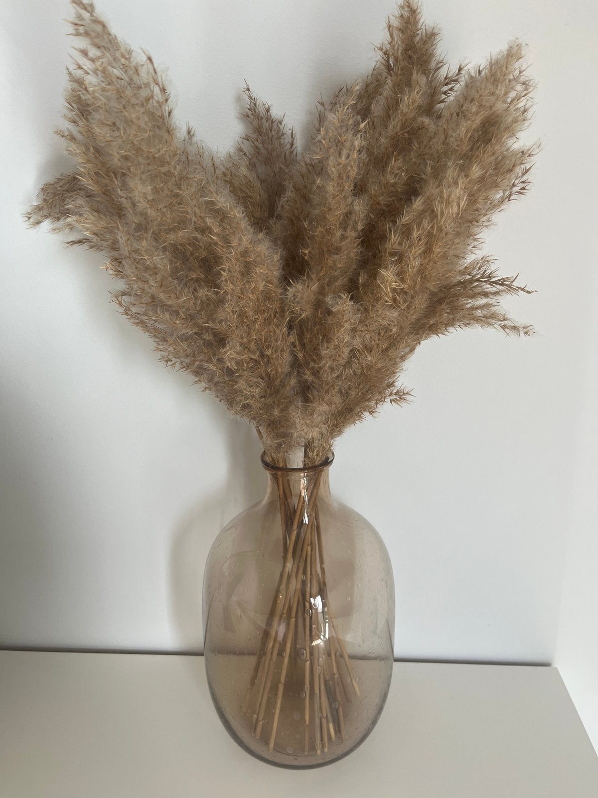 Bruine glazen vaas - 30cm hoog, Gebruikt, Bruin, Ophalen of Verzenden, Glas