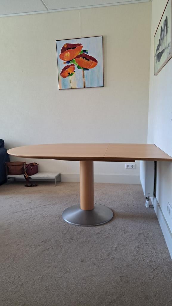 Arco Diabolo eettafel - beuken fineer, half rond, Gebruikt, 100 tot 150 cm, 150 tot 200 cm, Overige vormen