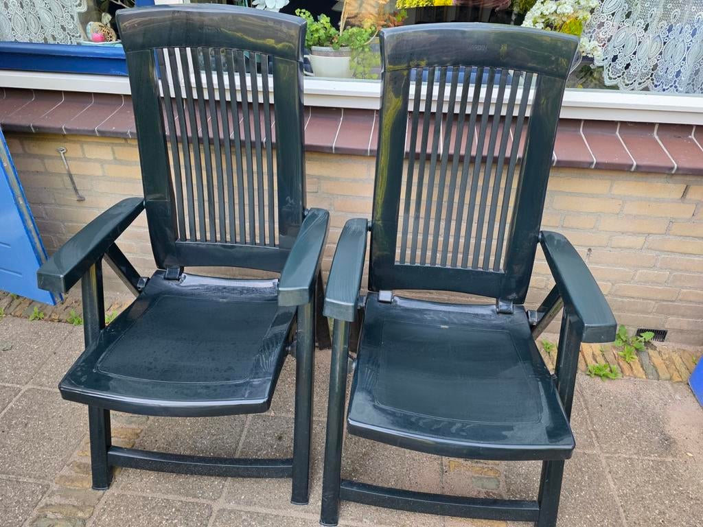 2 Tuinstoelen Jardin + Tuinkussens, Ophalen, Zo goed als nieuw, Kunststof