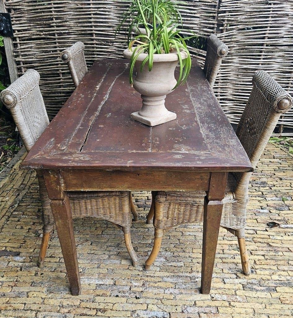 Teak tuintafel landelijke stijl, Ophalen, Gebruikt, Rechthoekig, Teakhout