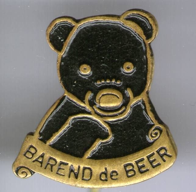 Barend de Beer zwart op koper strip speldjes( R_033), Verzamelen, Verzenden, Zo goed als nieuw, Figuurtje, Speldje of Pin