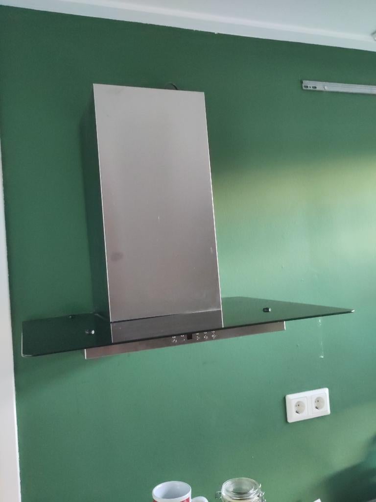 Afzuigkap glazen plaat, Ophalen, Gebruikt, Wandschouwkap, Vrijstaand