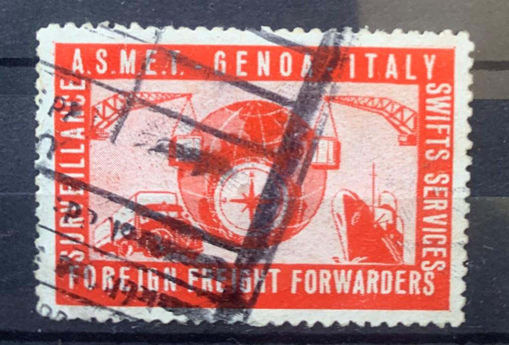 Sluitzegel Italie Asmet Genua vracht vervoer, Verzenden, Gestempeld
