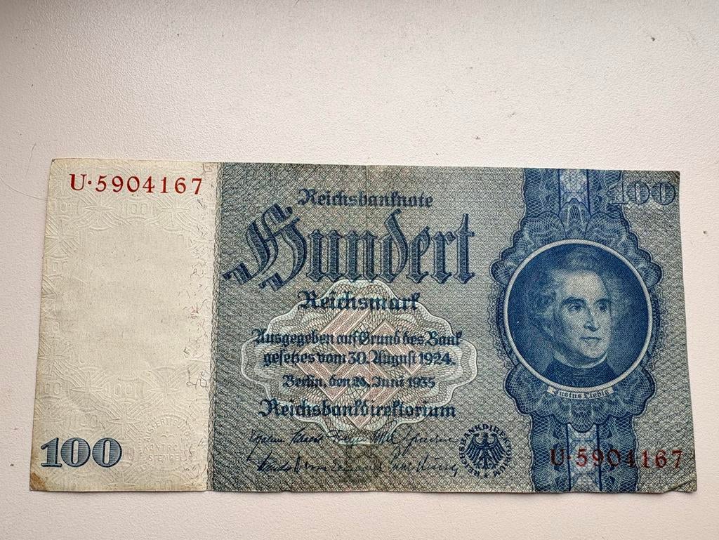 Duits 100 Reichsmark bankbiljet, 1935 - Derde Rijk, Ophalen of Verzenden, Duitsland, Los biljet
