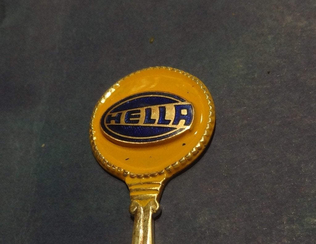 Hella Lampen Metalen Koffie of Thee Lepel met Email Logo, Verzenden, Gebruikt, Auto's