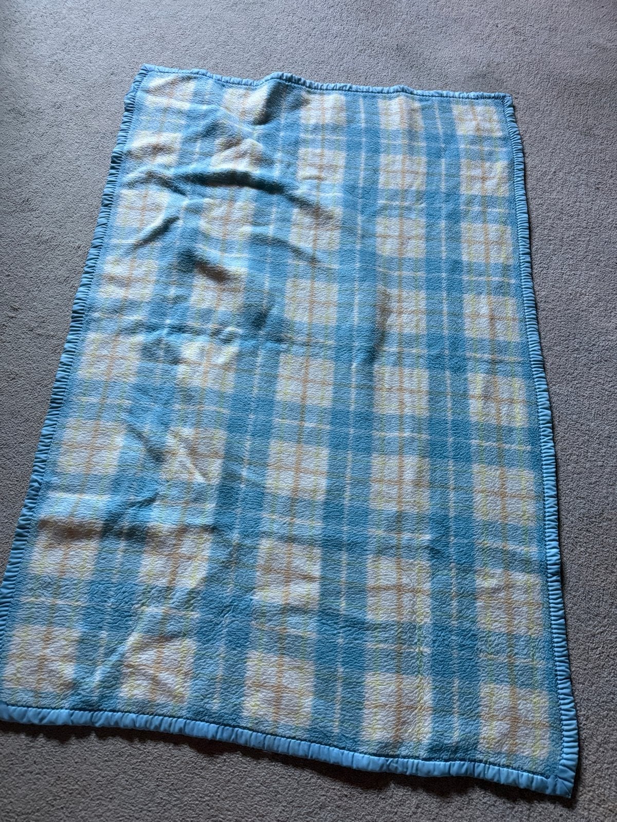 Blauw geruite deken 100x150 cm.  Vintage, Overige merken, Gebruikt, Blauw, Ophalen of Verzenden
