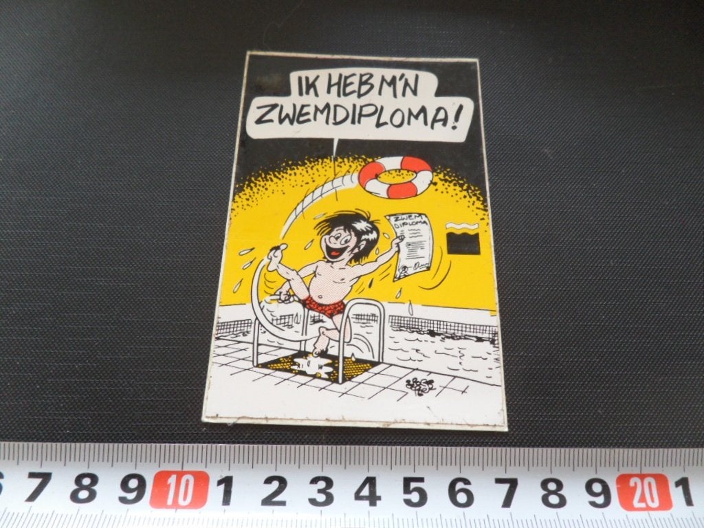 sticker Strip Rob Gorter Ik heb m'n zwemdiploma KNZB zwemmen, Ophalen, Zo goed als nieuw