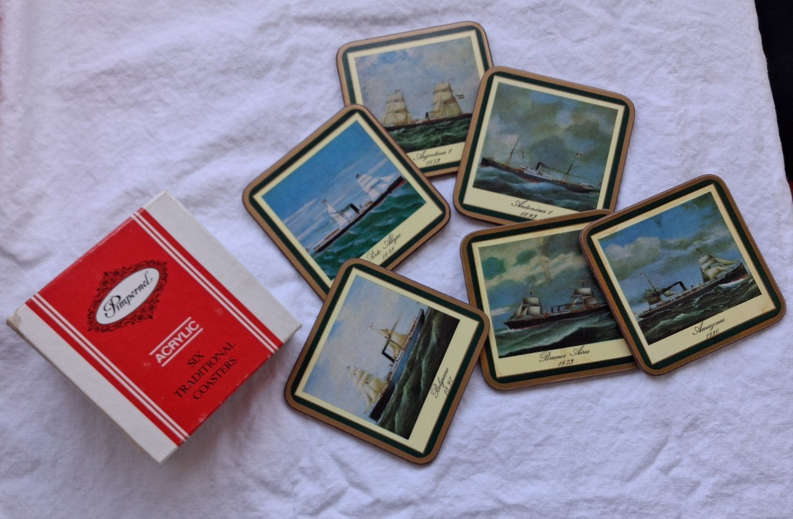 Vintage Pimpernel Onderzetters (Set van 6) - "Hamburg Süd", Ophalen of Verzenden, Gebruikt