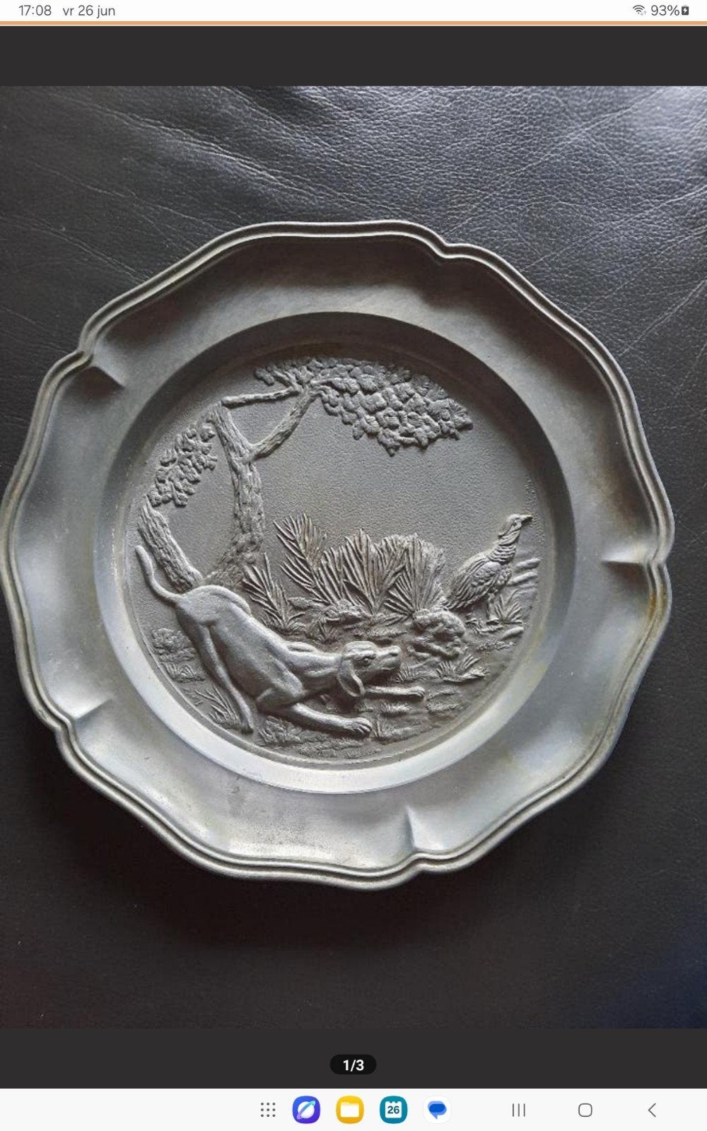 Vintage Tinnen Wandbord met Jachtscène, Ophalen of Verzenden
