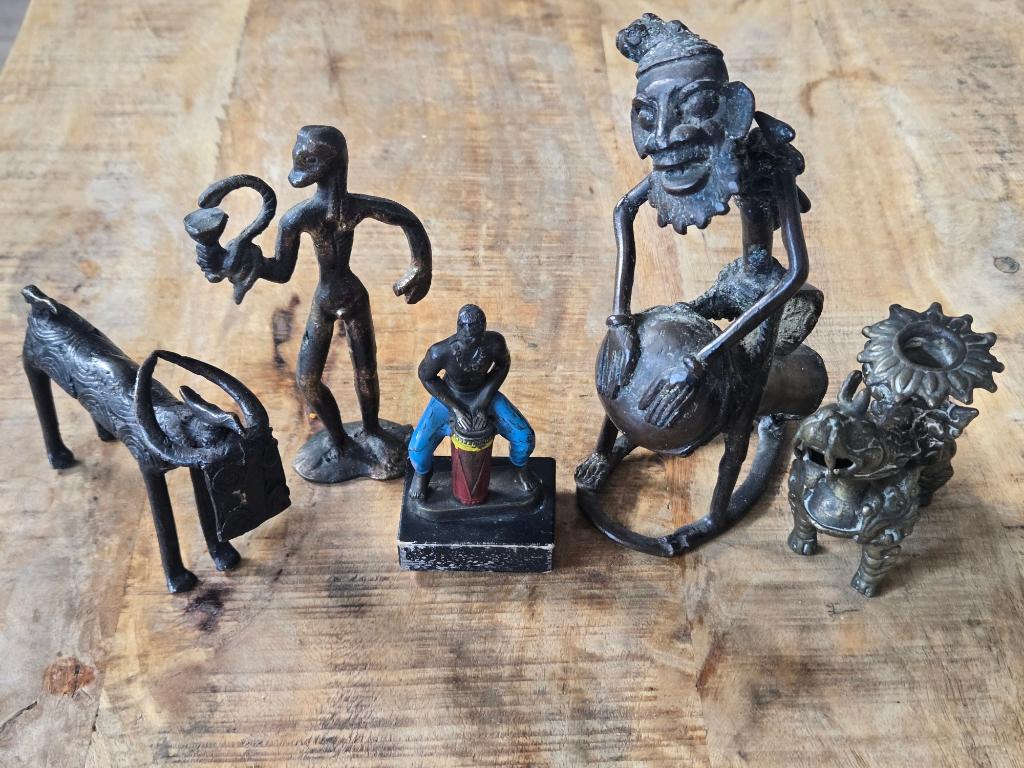 Lot met 6 Bronzen beeldjes in 1 koop, Ophalen of Verzenden, Gebruikt, Mens