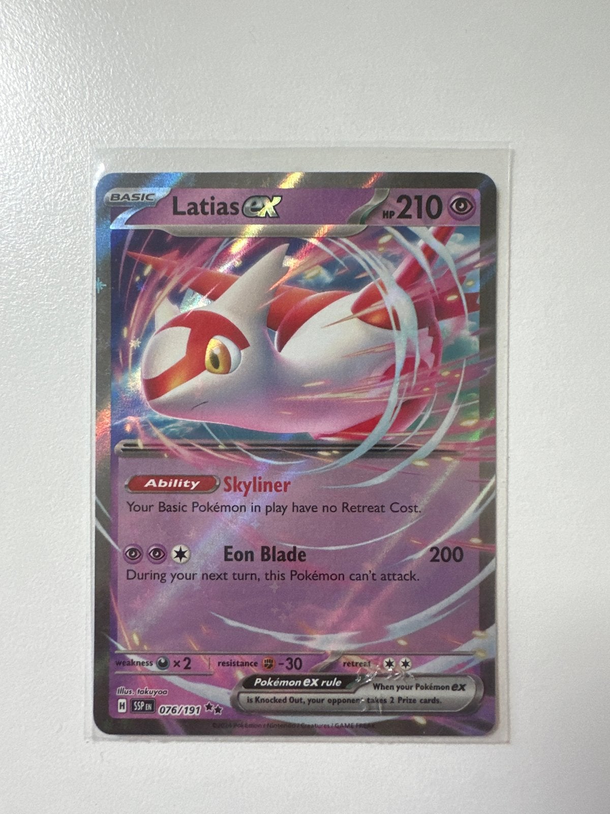 Latias ex Pokémon kaart (076/191) - Zeldzaam!, Ophalen of Verzenden, Zo goed als nieuw, Losse kaart, Foil