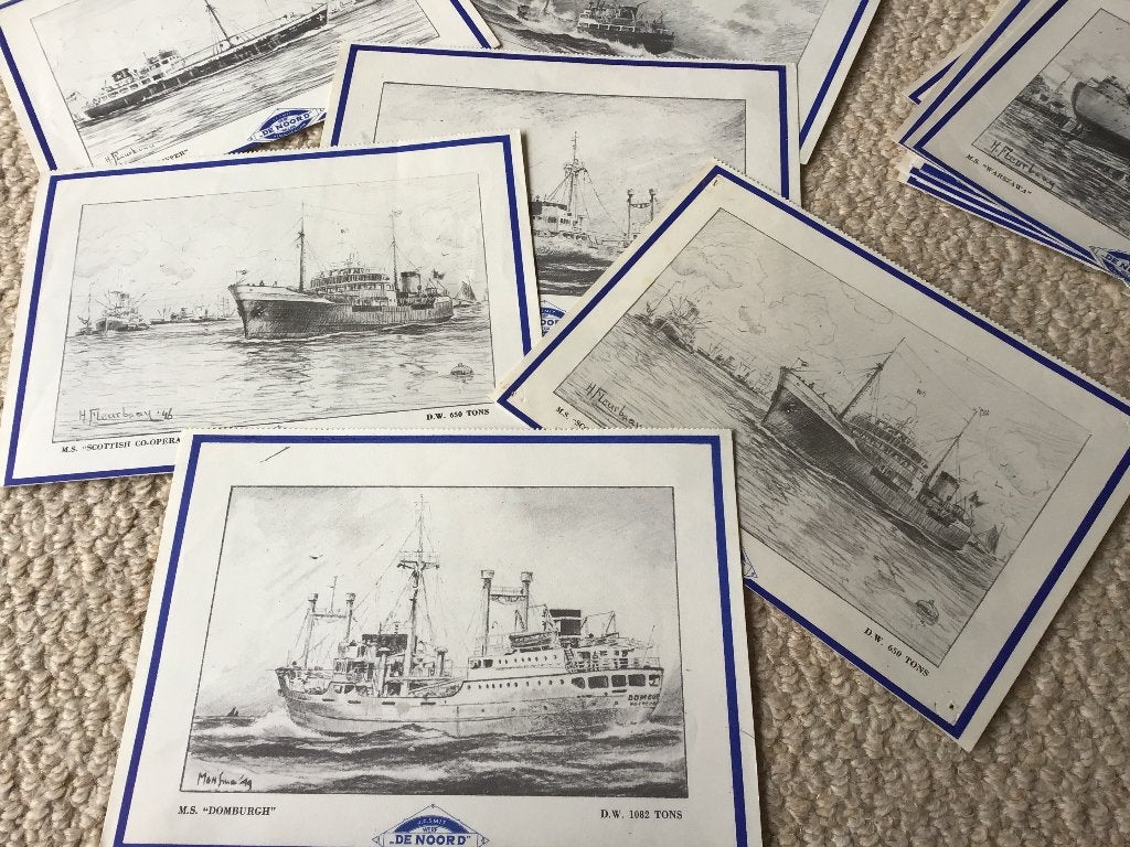tekeningen van oude schepen, scheepswerf De Noord, Verzamelen, Ophalen of Verzenden, Gebruikt, Motorboot of Zeilboot, Kaart, Foto of Prent
