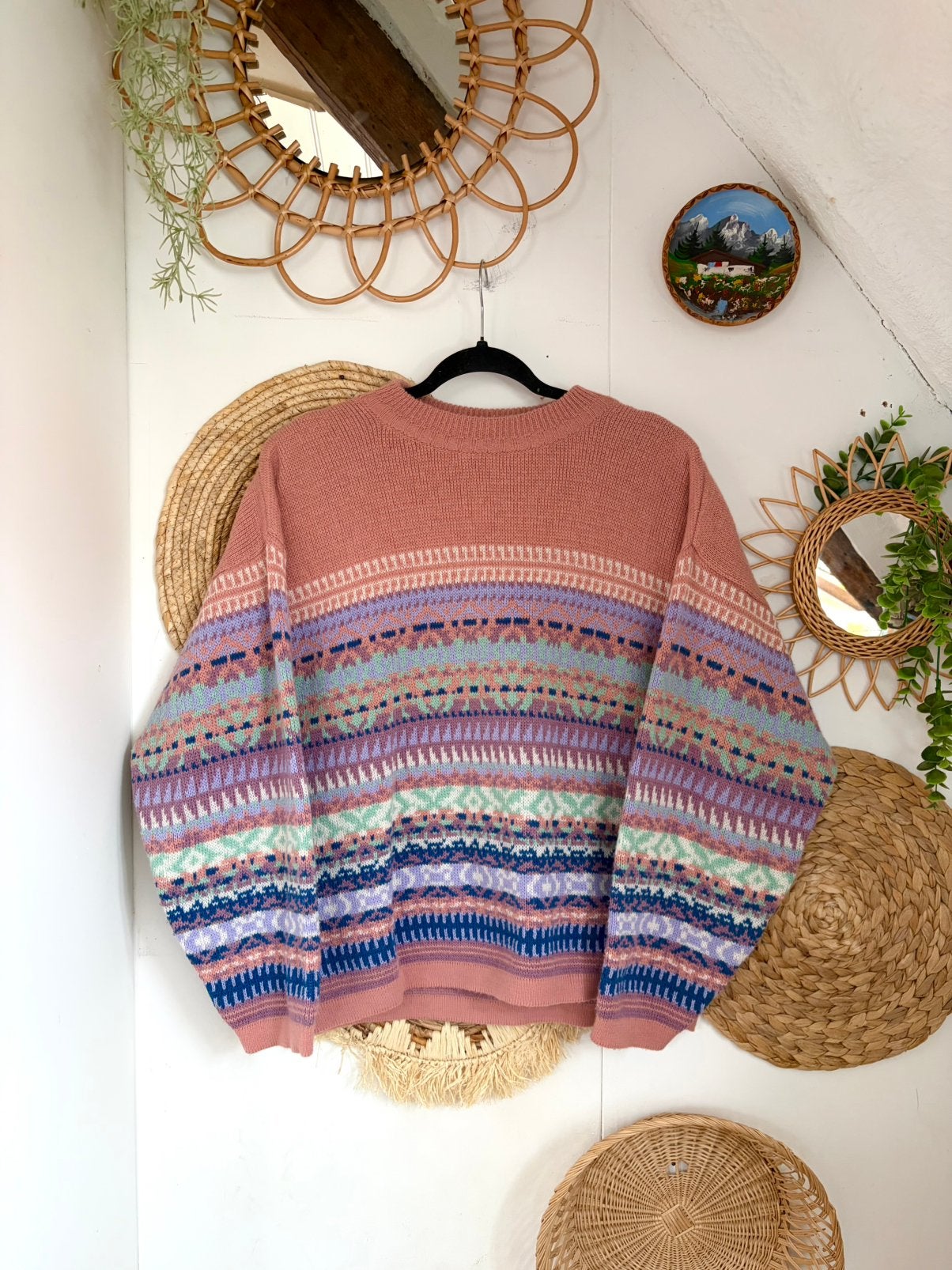 Vintage wollen trui, Ophalen of Verzenden, Zo goed als nieuw, Maat 46/48 (XL) of groter, Roze