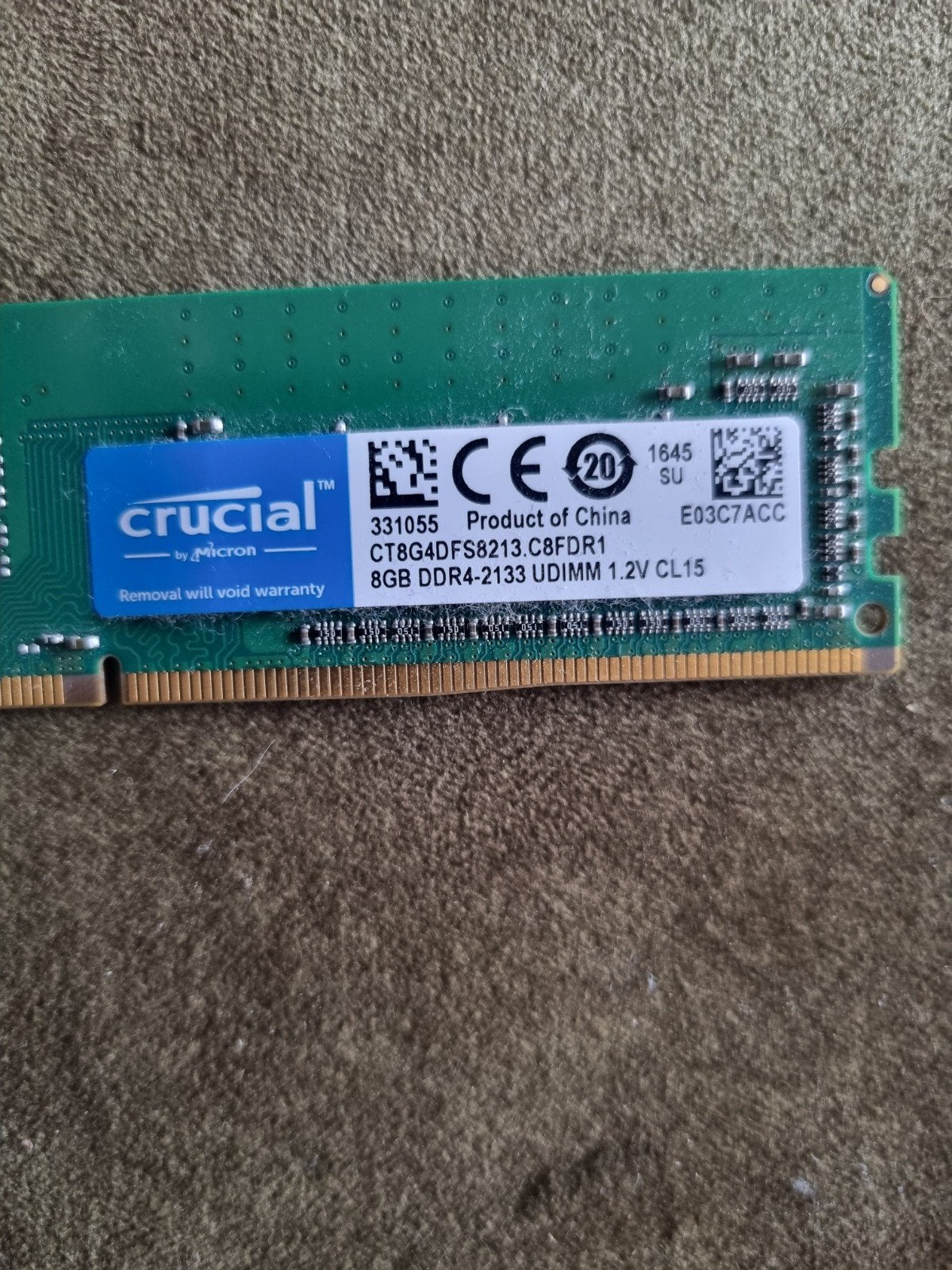 Crucial 8GB DDR4-2133 Werkgeheugen RAM, Gebruikt, DDR4, 8 GB, Ophalen of Verzenden