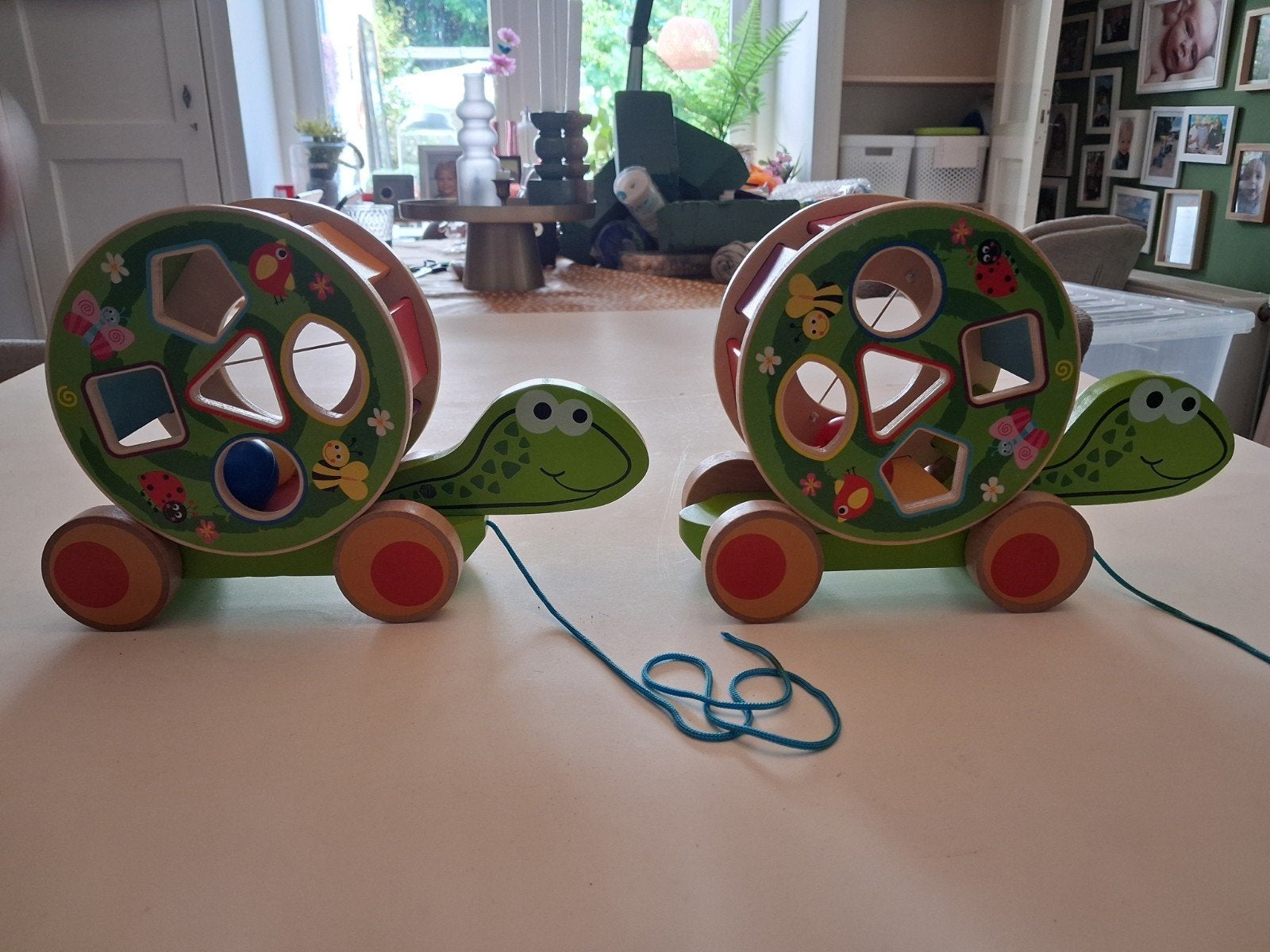 2x Houten Schildpad Vormenstoof met Trekkoord, Ophalen of Verzenden, Gebruikt, Duw- of Trekspeelgoed