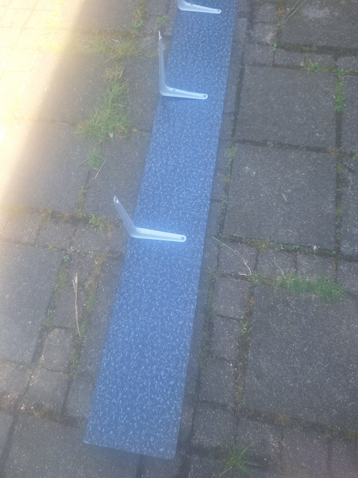 Plank van geperst hout met steunen - 160x20 cm, Huis en Inrichting, Ophalen, Gebruikt