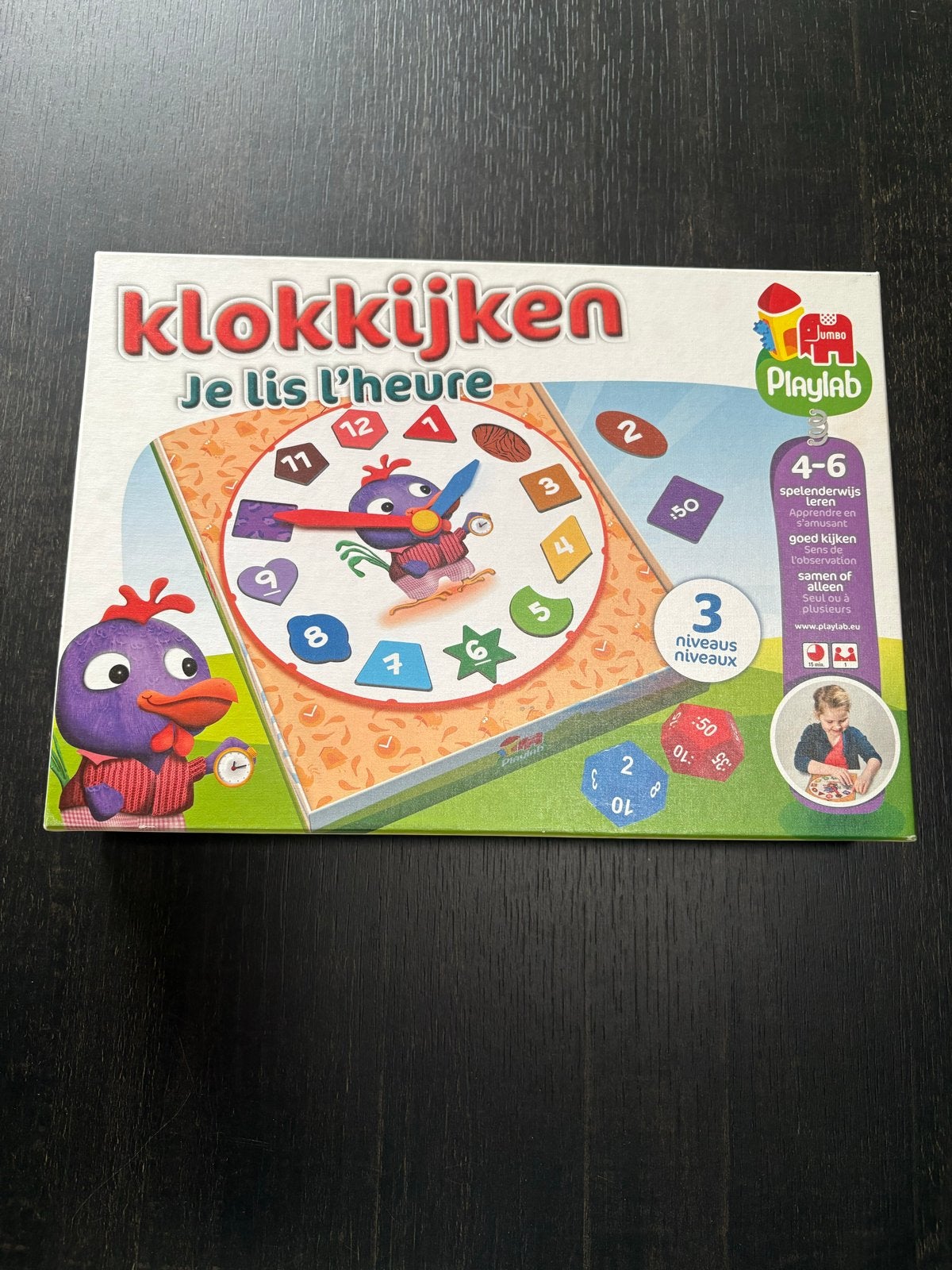 Jumbo Playlab Klokkijken Je Lis l'heure educatief spel, Ophalen of Verzenden, Zo goed als nieuw, Rekenen