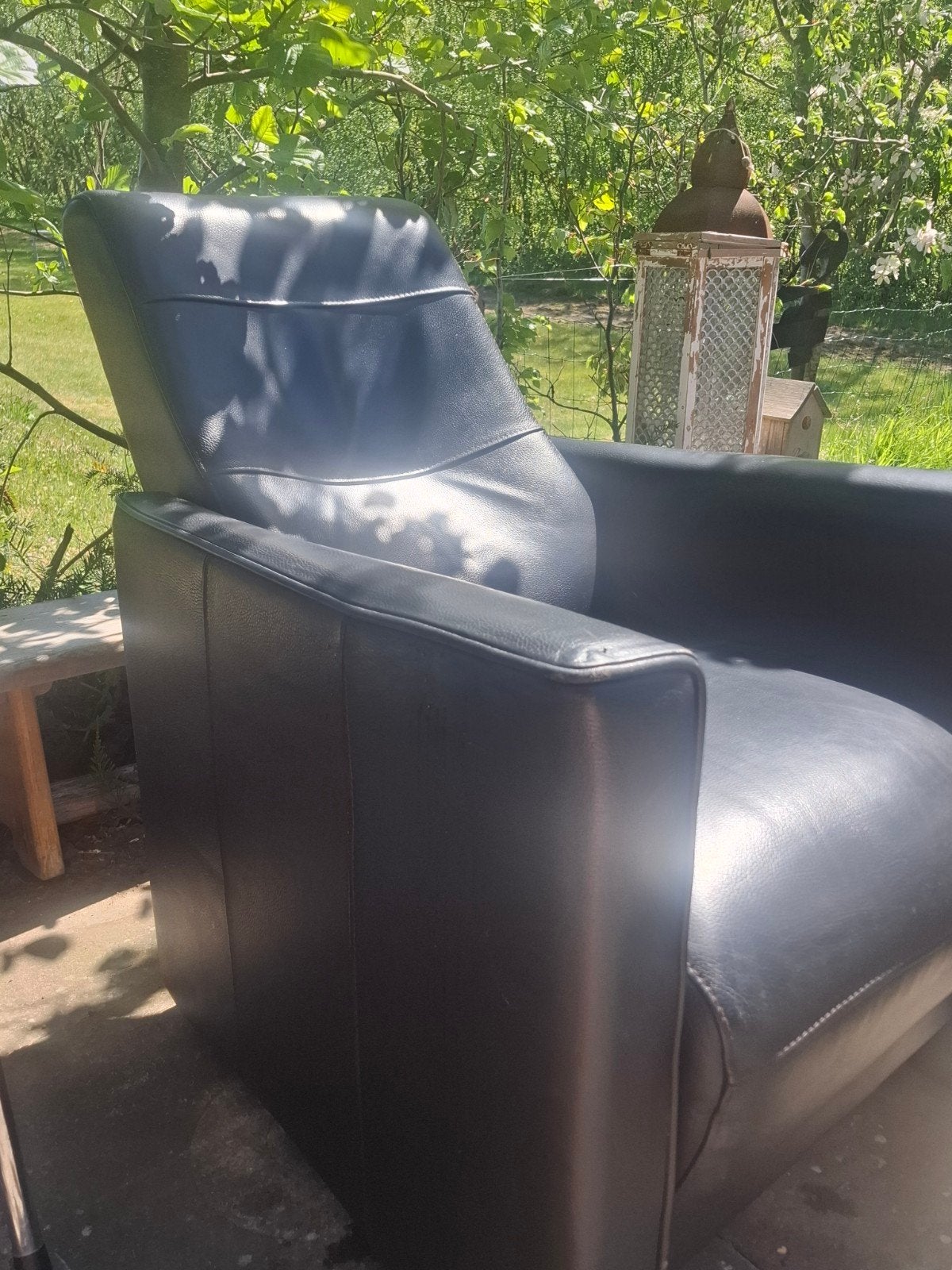 Zwarte H&H henders en hazel fauteuil -  leren stoel, Ophalen of Verzenden, Zo goed als nieuw, Leer, Modern