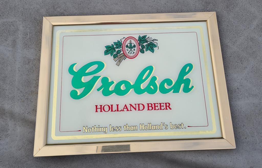 GROLSCH SPIEGEL VOOR IN UW MANCAVE, Ophalen, Reclamebord, Plaat of Schild, Grolsch
