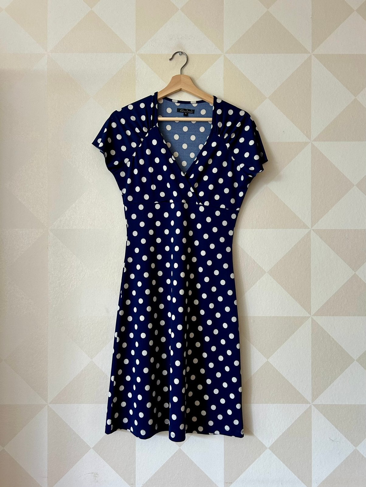 King Louie Gina Dress jurk blauw wit stip M/38 zgan, Kleding | Dames, Maat 38/40 (M), Blauw, Ophalen of Verzenden, Zo goed als nieuw