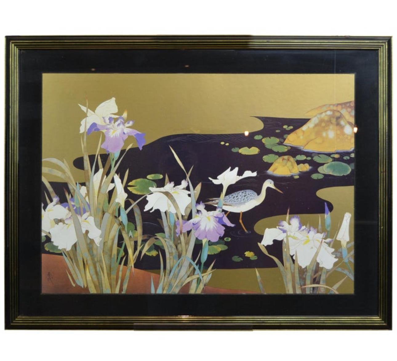 Vintage 1960s Aziatisch Kunstwerk Japansi Stijl, Ophalen of Verzenden, Dieren en Natuur