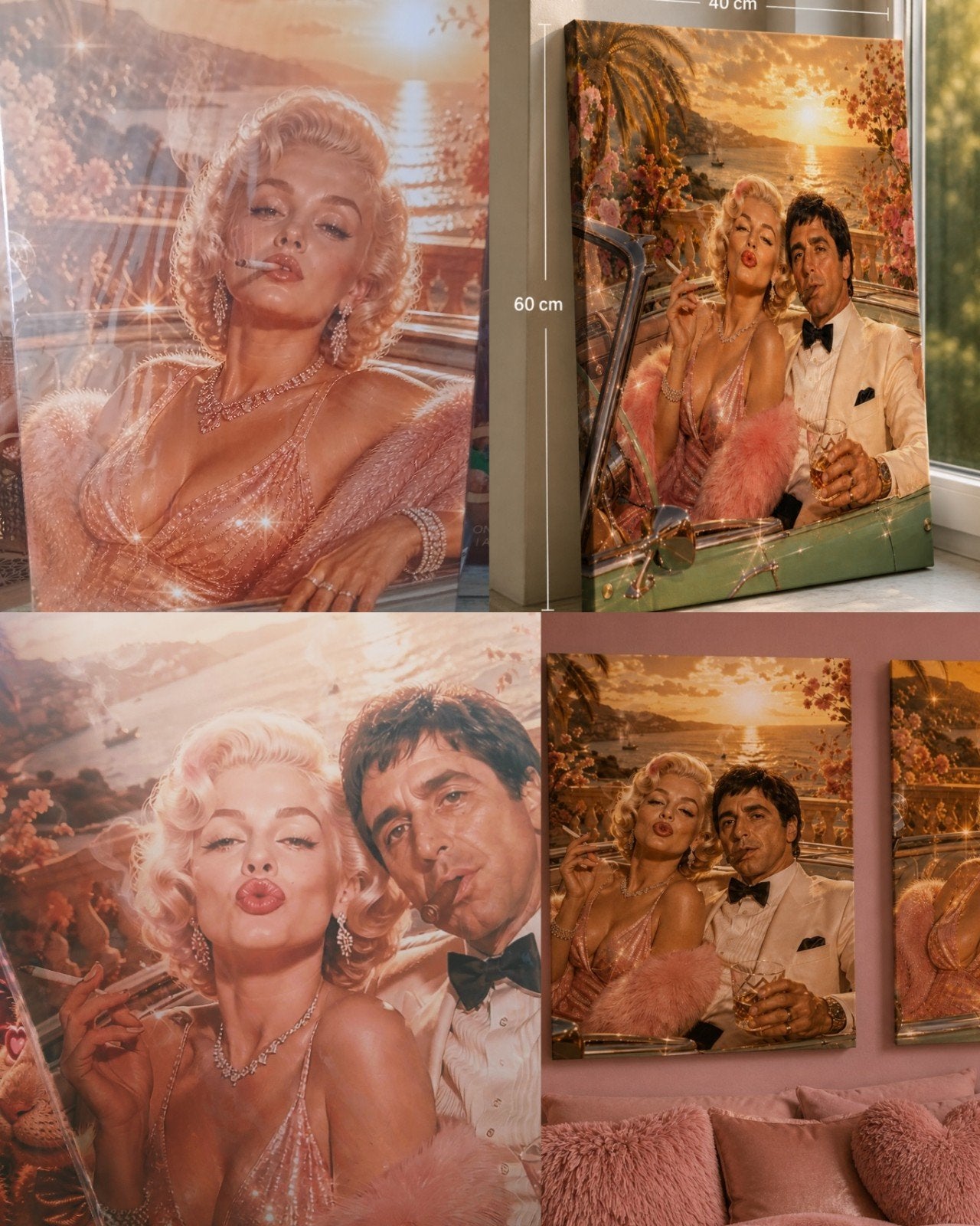 Nu 2 stuks marlyn en scarface nu voor 35€!! Op=op, Huis en Inrichting, Minder dan 50 cm, Nieuw, Ophalen of Verzenden, Schilderij