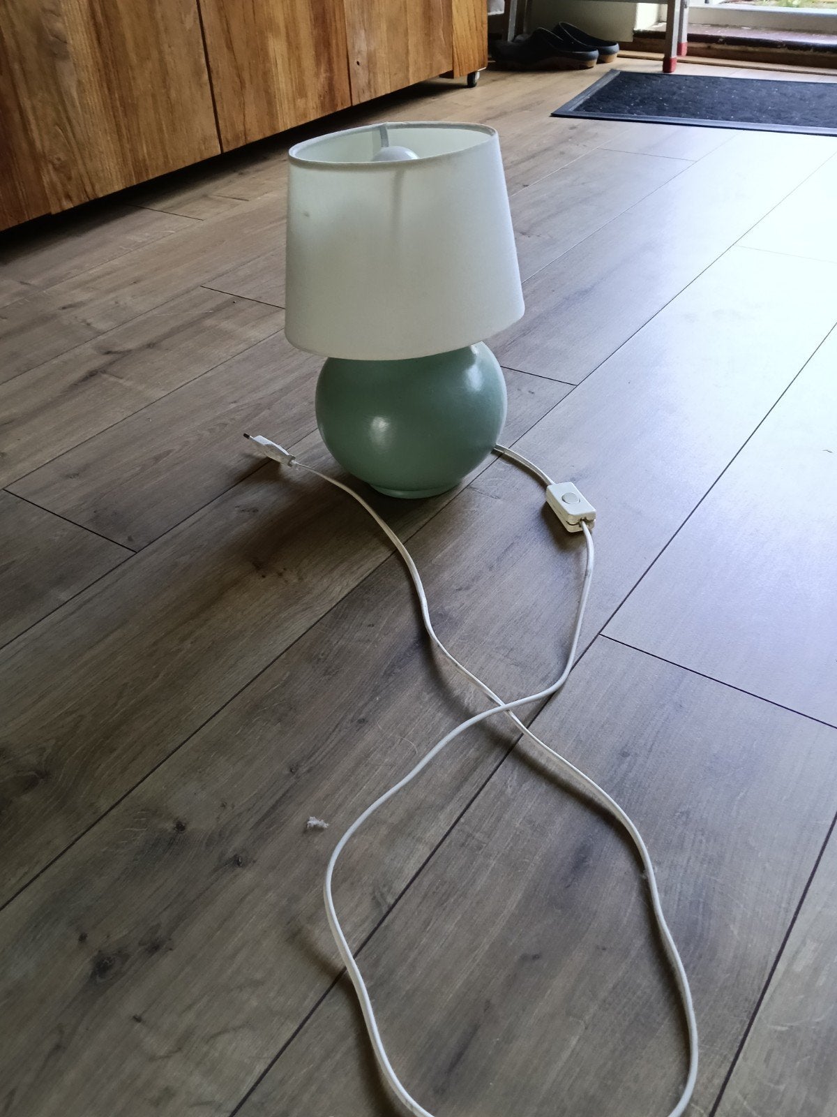 Leuke groene tafellamp met witte kap, Ophalen, Gebruikt, Groen, Textiel