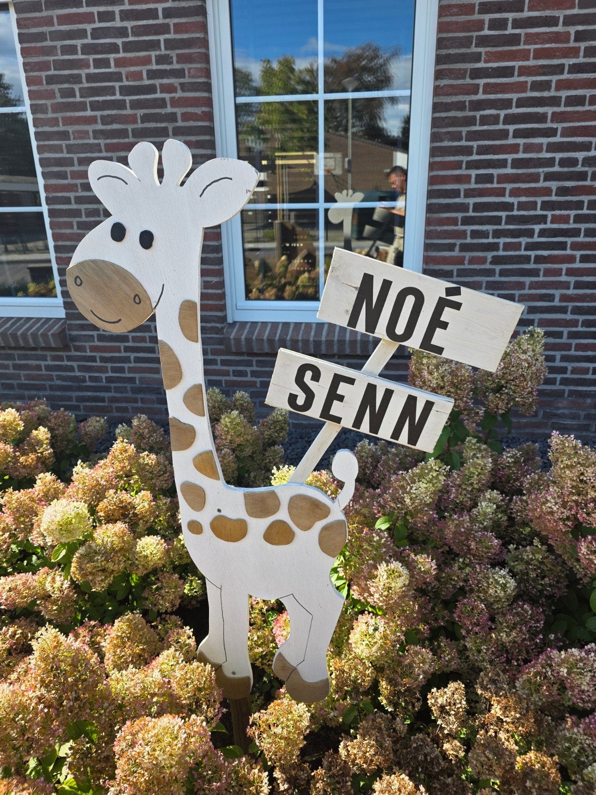 Geboortebord Giraffe - Houten Tuindecoratie, Hout, Gebruikt, Overige stijlen, Ophalen of Verzenden