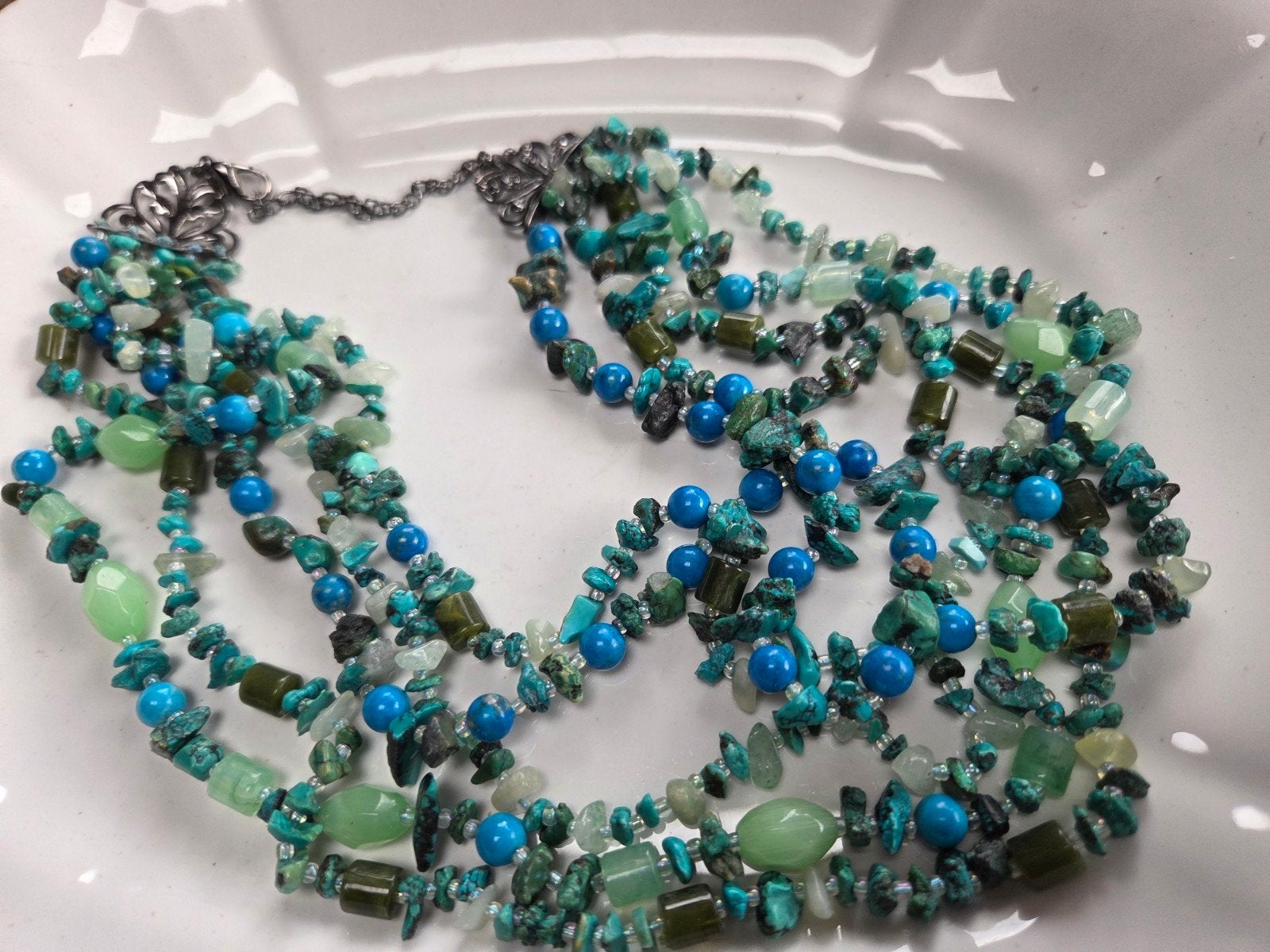 oude ketting o.a turkoois, Verzenden, Zo goed als nieuw, Blauw, Steen of Mineraal