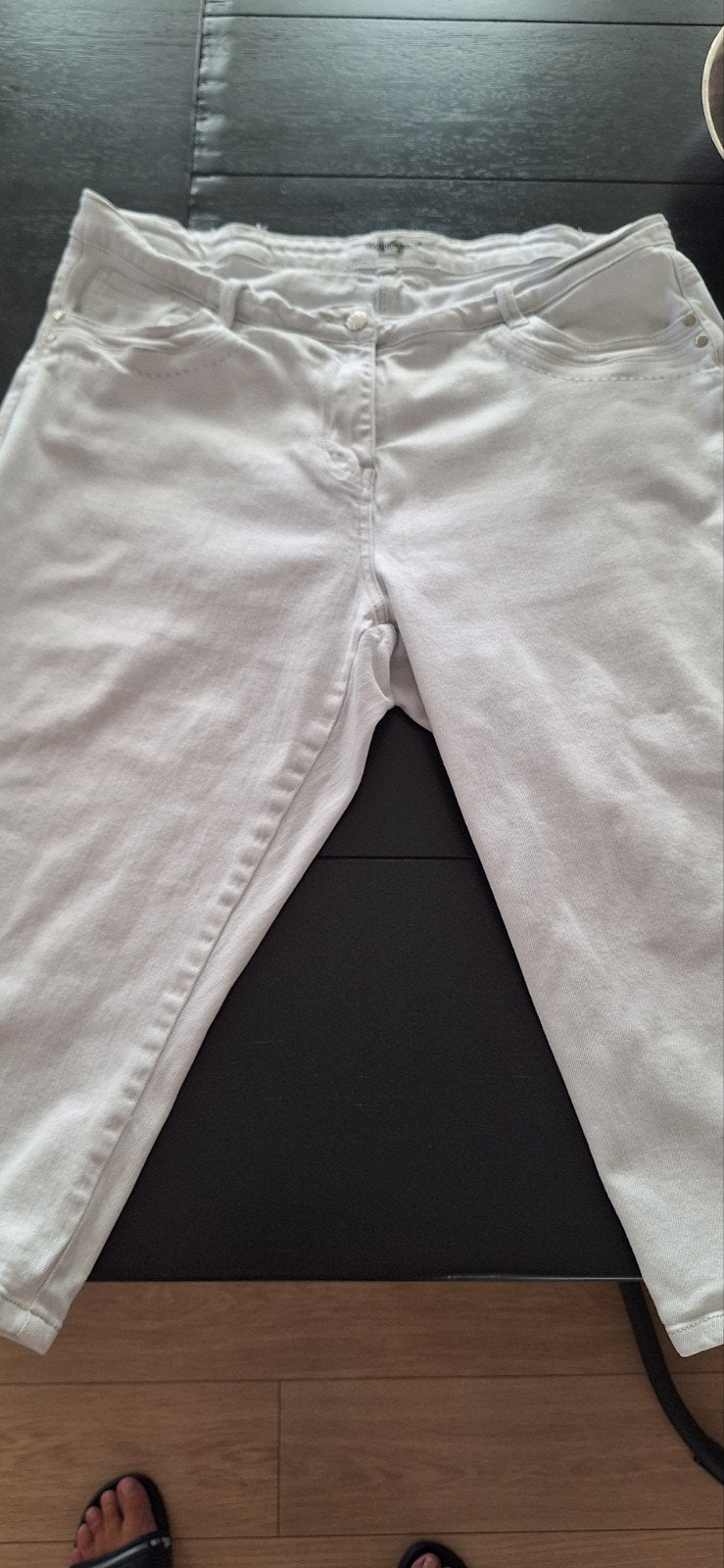 dames capri jeans met split maat 48, Ophalen of Verzenden, Zo goed als nieuw, Wit, Overige jeansmaten