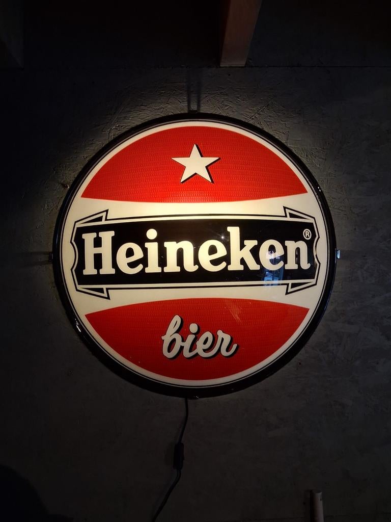 Heineken wand lichtbak reclamebord - Klassiek design, Gebruikt, Lichtbak of (neon) lamp, Heineken, Tweede Weteringplantsoen 21, 1017 ZD Amsterdam, Nederland