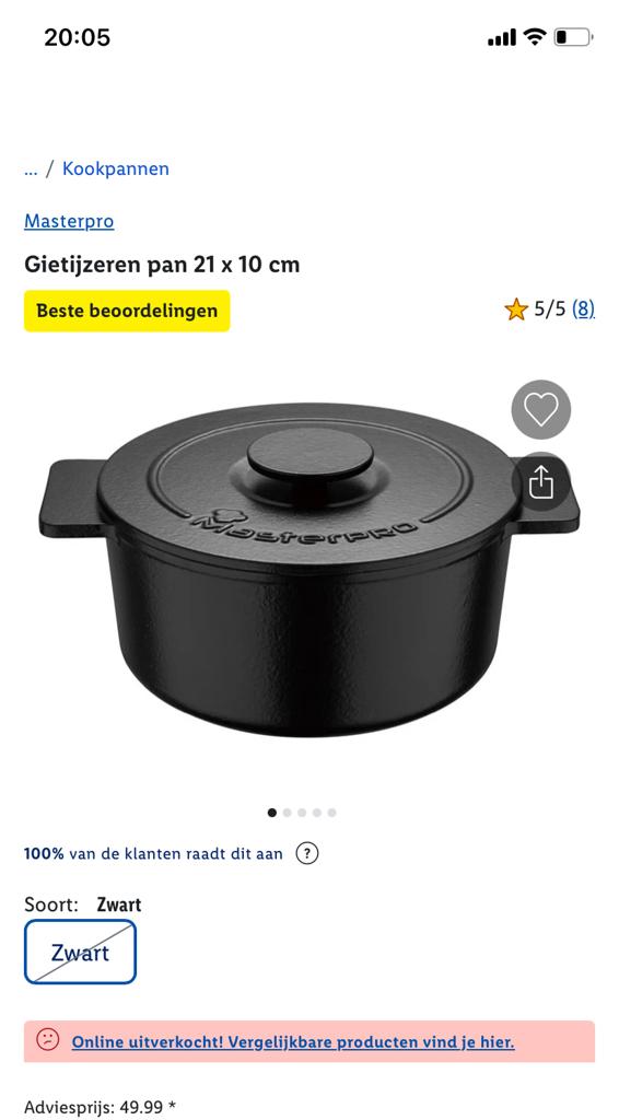 2 x gietijzeren pan, Huis en Inrichting, Keuken | Potten en Pannen, Zo goed als nieuw, Ophalen