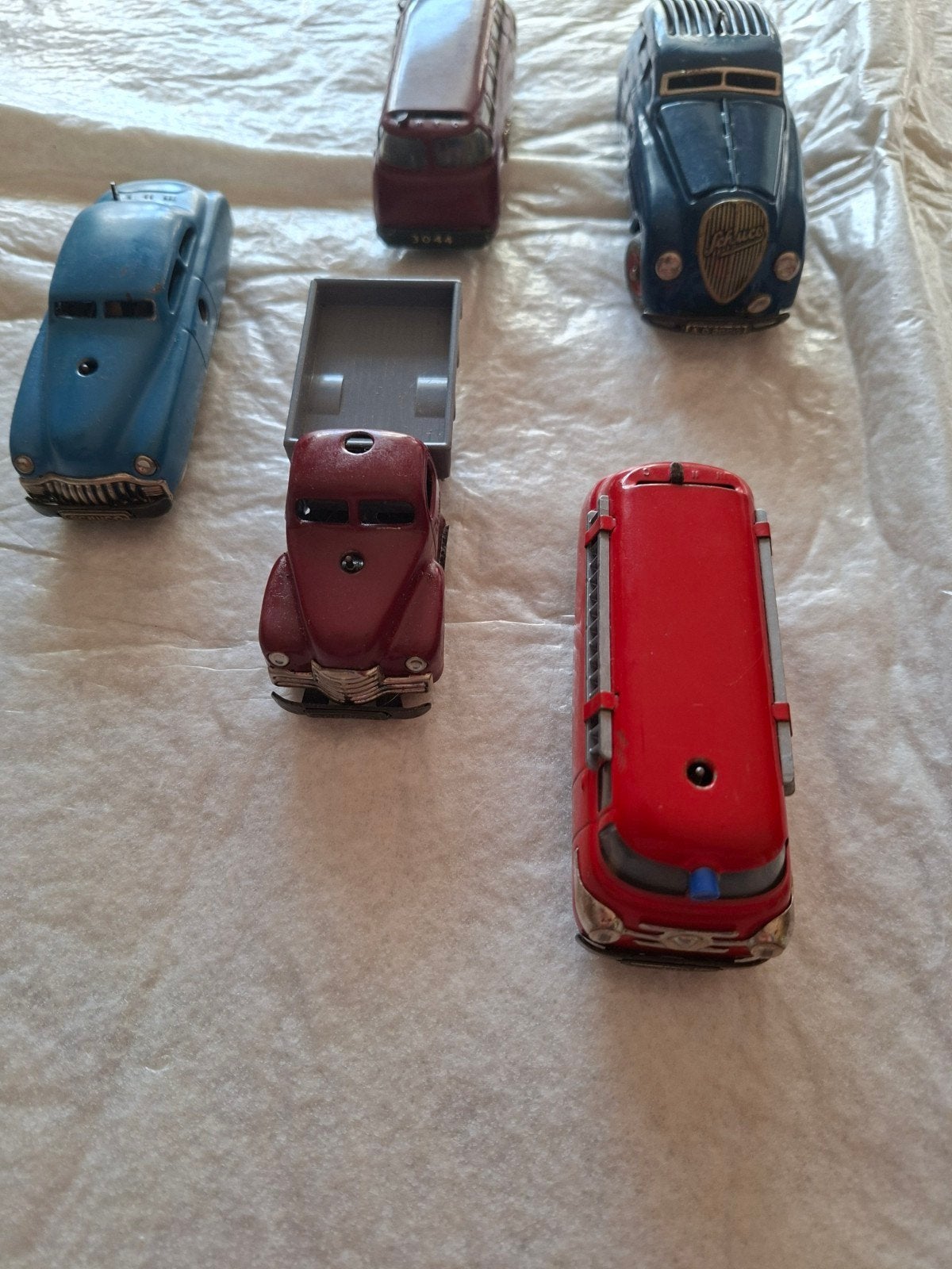 5 Schuco opwindbare auto's met toebehoren, Antiek en Kunst, Ophalen of Verzenden