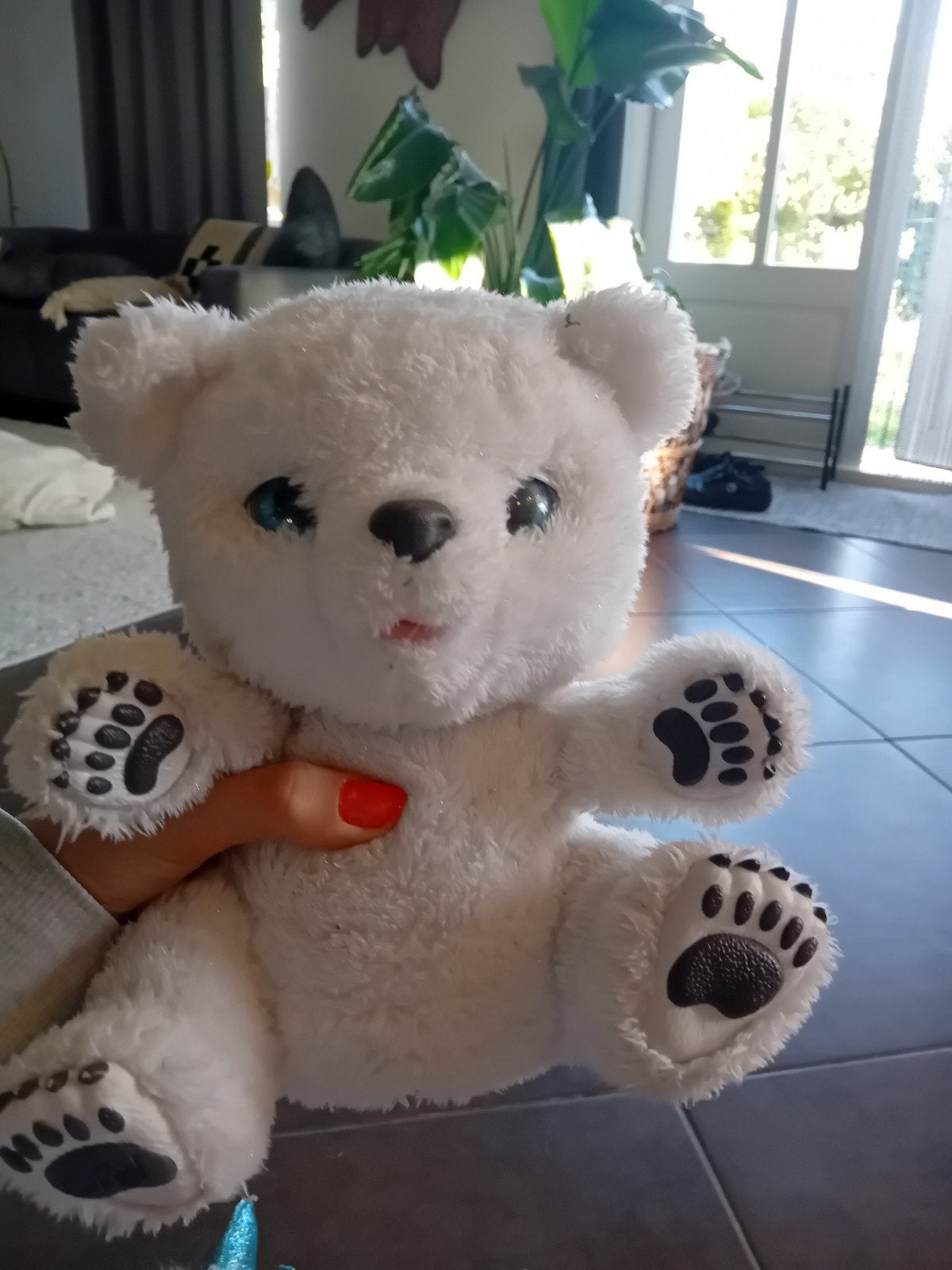 Interactieve IJsbeer Knuffel met Geluid en Bewegende Ogen, Gebruikt, Beer, Ophalen of Verzenden, Wit