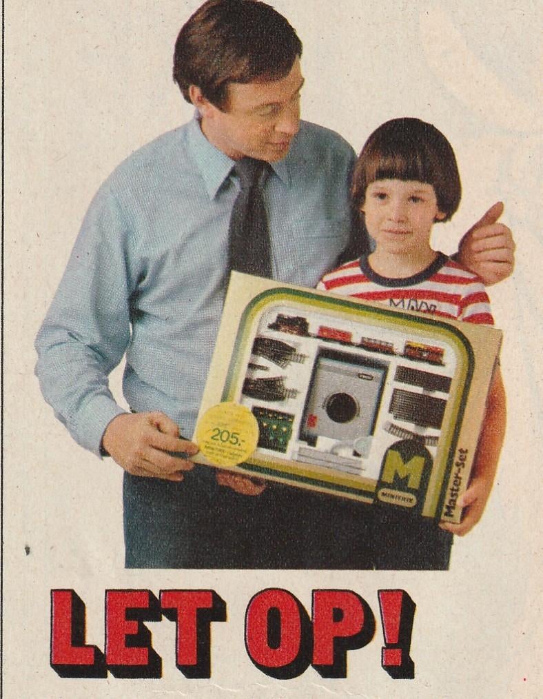 Retro reclame 1978 Minitrix modeltrein jongetje hele baan, Verzenden, Overige typen