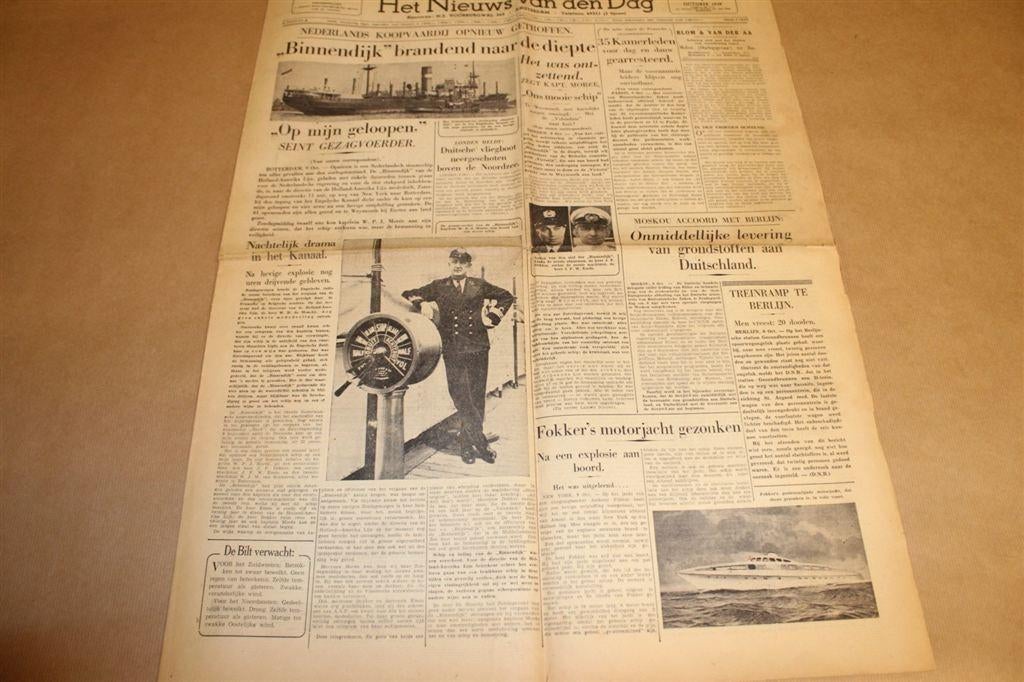 Het Nieuws van den Dag - 9 oct. 1939 - Zinken Binnendijk, Ophalen of Verzenden, Gelezen, Muziek, Film of Tv