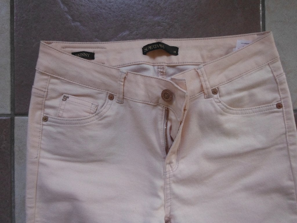 zgan leuke zalm roze Supertrash skinny jeans, mt 28, Overige kleuren, Supertrash, Verzenden, Zo goed als nieuw